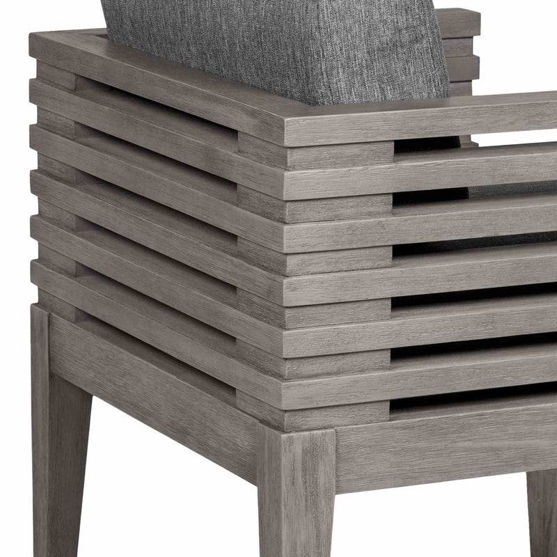 Vivid Outdoor Patio 5 Piece Dining Set in Gray Eucalyptus Wood with Gray Olefin Cushions - Furniture City (CA)l