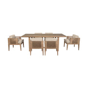 Vivid Outdoor Patio 7 Piece Dining Set in Light Eucalyptus Wood with Taupe Olefin Cushions - Furniture City (CA)l