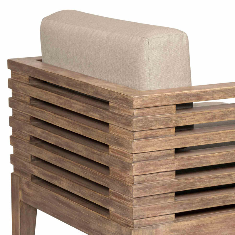 Vivid Outdoor Patio 7 Piece Dining Set in Light Eucalyptus Wood with Taupe Olefin Cushions - Furniture City (CA)l