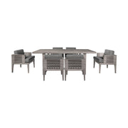 Vivid Outdoor Patio 7 Piece Dining Set in Gray Eucalyptus Wood with Gray Olefin Cushions - Furniture City (CA)l
