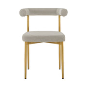 Veronica Shannon 5 Piece Round Glass Dining Table Set with Gold Brushed Stainless Steel and Taupe Fabric - Furniture City (CA)l