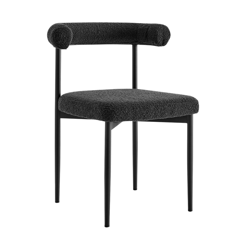 Veronica Shannon 5 Piece Round Glass Dining Table Set with Matte Black Iron and Black Fabric - Furniture City (CA)l