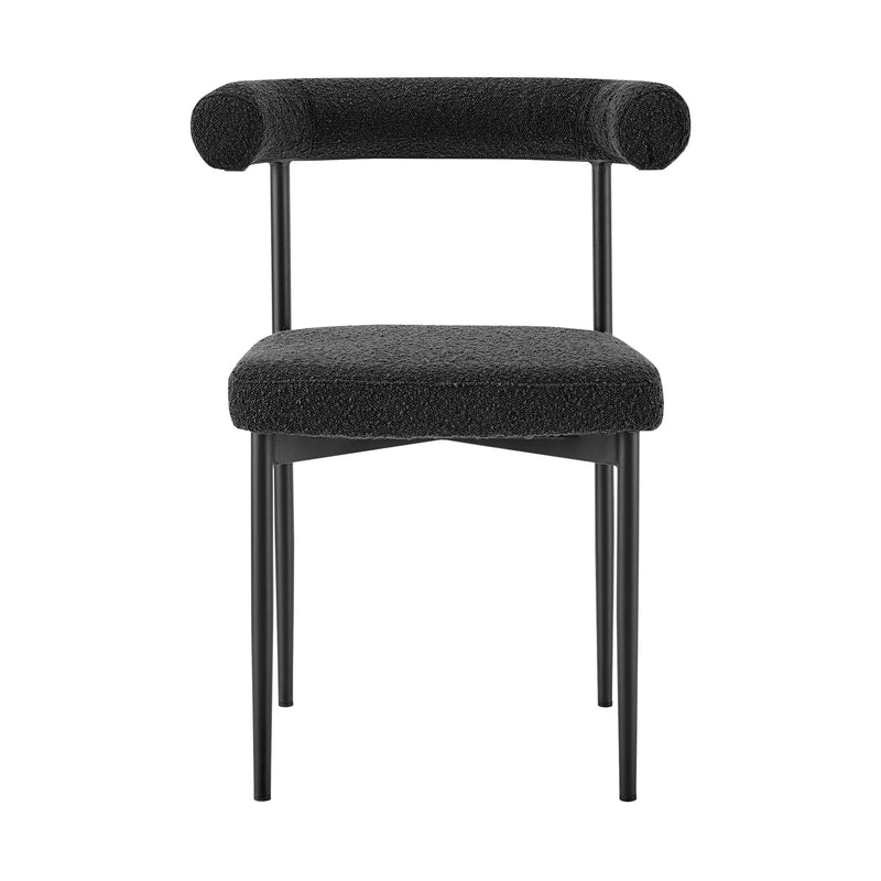 Veronica Shannon 5 Piece Round Glass Dining Table Set with Matte Black Iron and Black Fabric - Furniture City (CA)l