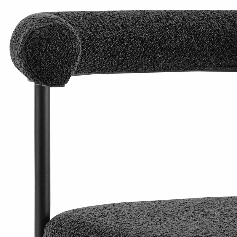 Veronica Shannon 5 Piece Round Glass Dining Table Set with Matte Black Iron and Black Fabric - Furniture City (CA)l