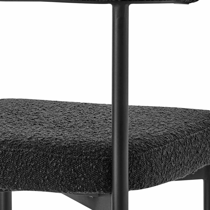 Veronica Shannon 5 Piece Round Glass Dining Table Set with Matte Black Iron and Black Fabric - Furniture City (CA)l