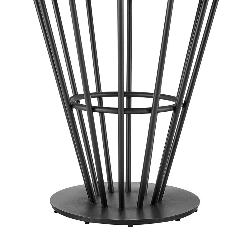 Veronica Shannon 5 Piece Round Glass Dining Table Set with Matte Black Iron and Black Fabric - Furniture City (CA)l