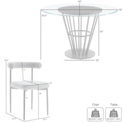 Veronica Shannon 5 Piece Round Glass Dining Table Set with Matte Black Iron and Cream Fabric - Furniture City (CA)l