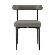 Veronica Shannon 5 Piece Round Glass Dining Table Set with Matte Black Iron and Gray Faux Leather - Furniture City (CA)l
