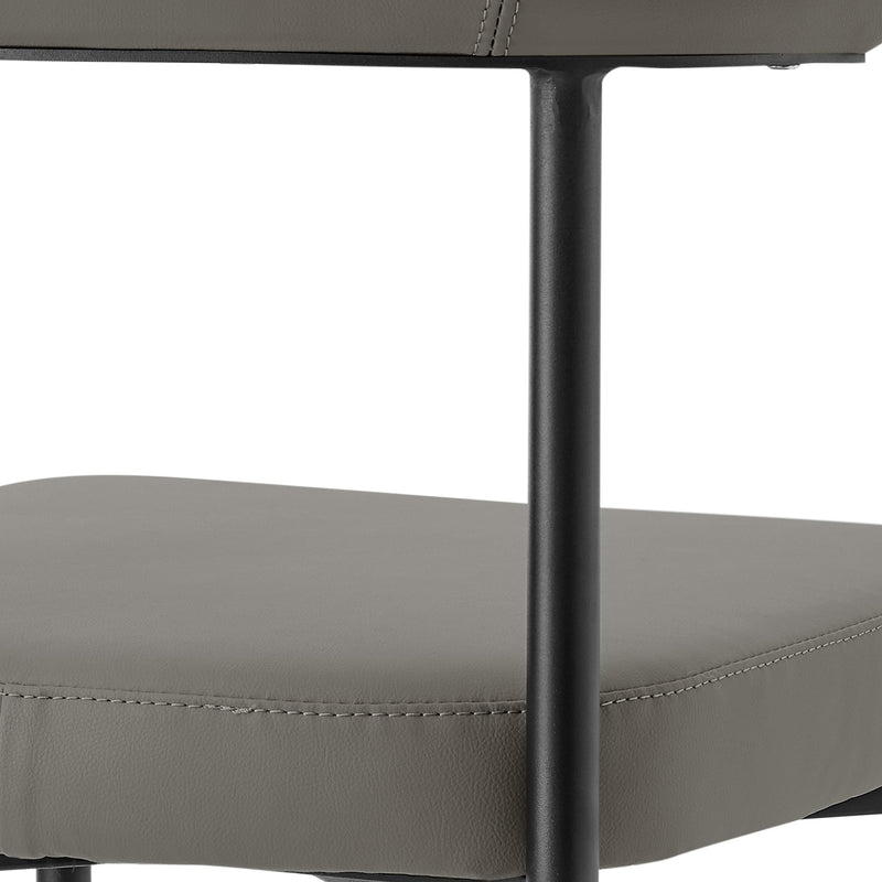 Veronica Shannon 5 Piece Round Glass Dining Table Set with Matte Black Iron and Gray Faux Leather - Furniture City (CA)l