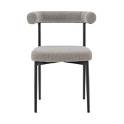 Veronica Shannon 5 Piece Round Glass Dining Table Set with Matte Black Iron and Thundercloud Gray Fabric - Furniture City (CA)l