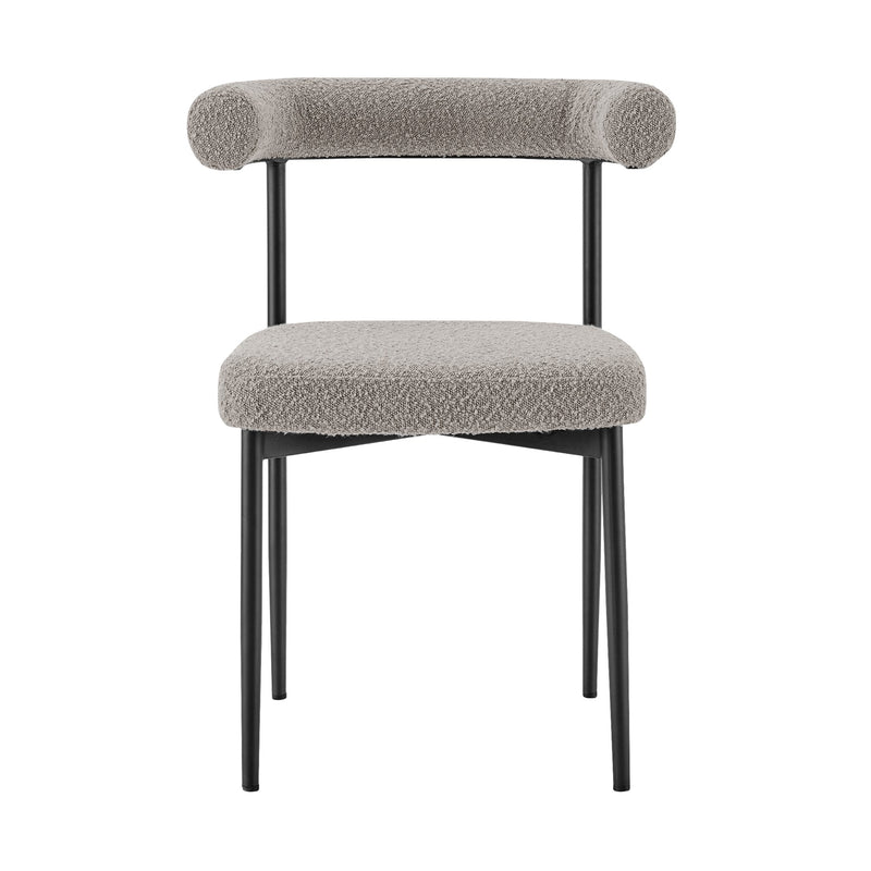 Veronica Shannon 5 Piece Round Glass Dining Table Set with Matte Black Iron and Thundercloud Gray Fabric - Furniture City (CA)l