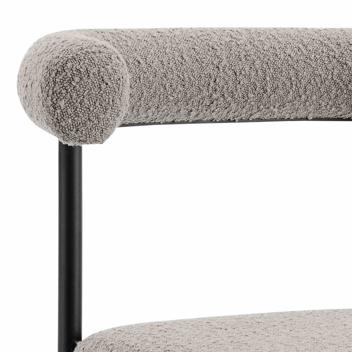 Veronica Shannon 5 Piece Round Glass Dining Table Set with Matte Black Iron and Thundercloud Gray Fabric