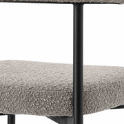 Veronica Shannon 5 Piece Round Glass Dining Table Set with Matte Black Iron and Thundercloud Gray Fabric - Furniture City (CA)l