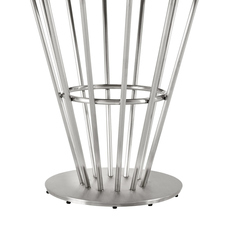 Veronica Shannon 5 Piece Round Glass Dining Table Set with Brushed Stainless Steel and Light Gray Fabric - Furniture City (CA)l