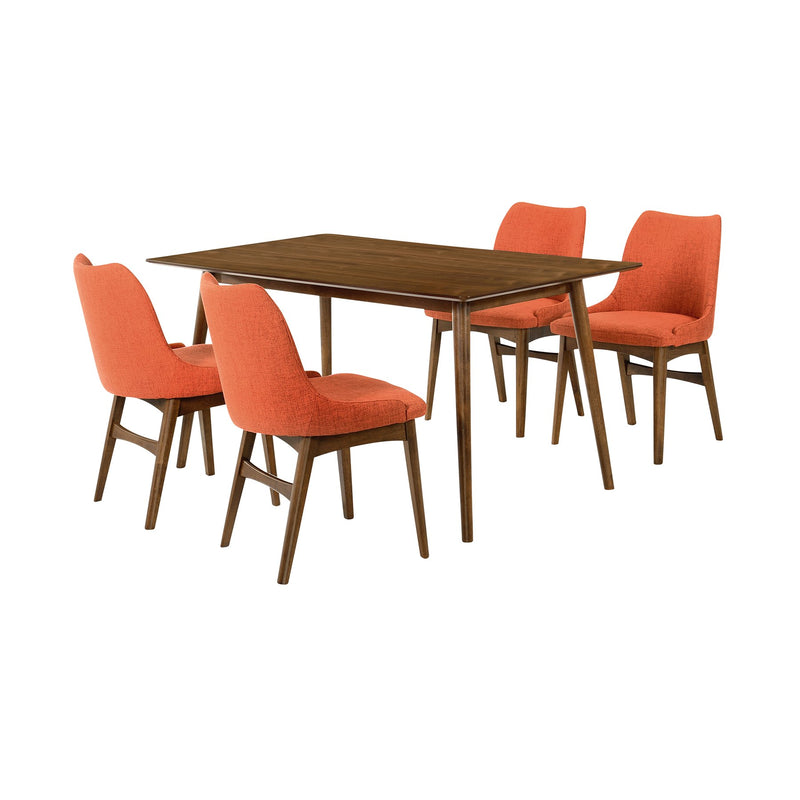 Westmont and Azalea Orange and Walnut 5 Piece Dining Set - Furniture City (CA)l