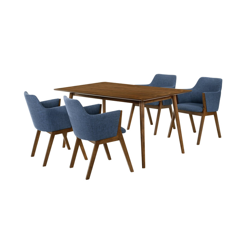 Westmont and Renzo Blue and Walnut 5 Piece Dining Set - Furniture City (CA)l