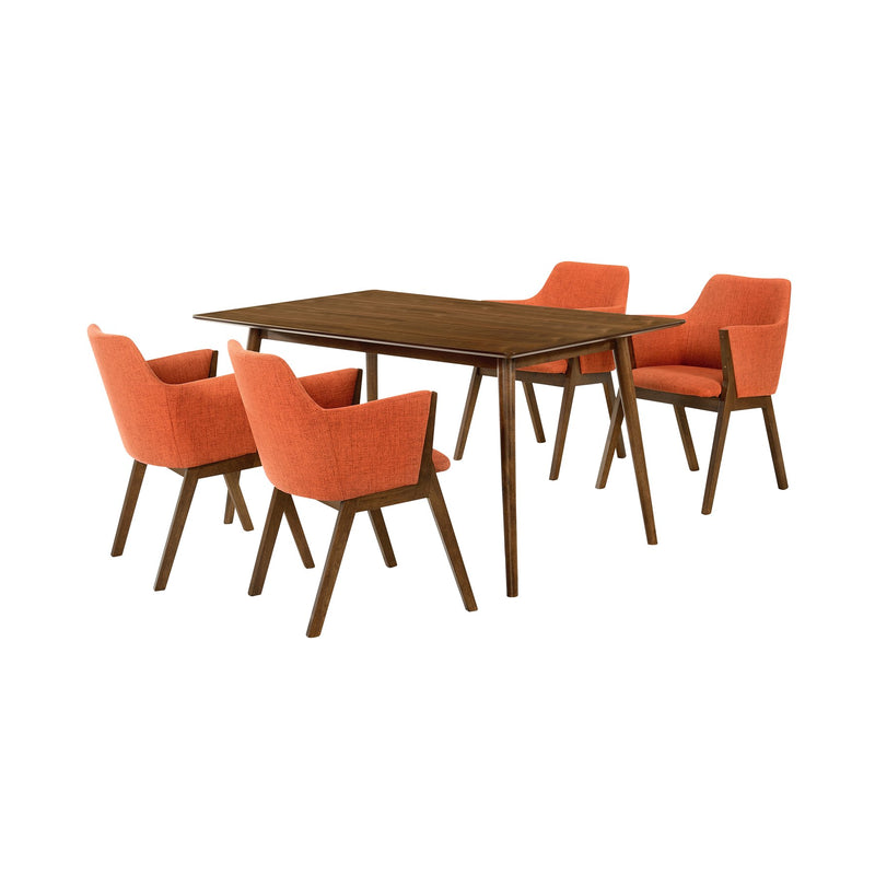 Westmont and Renzo Orange and Walnut 5 Piece Dining Set - Furniture City (CA)l
