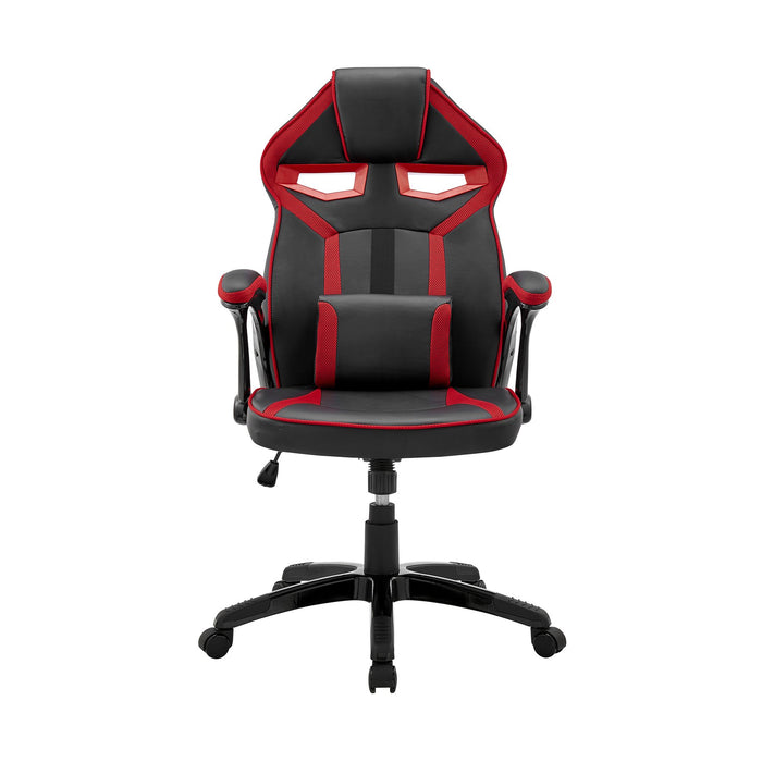 aspect-adjustable-racing-gaming-chair-in-black-faux-leather-and-red-mesh-with-lumbar-support-pillow-2