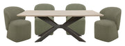 Parker House Crossings - Monaco Dining 86 In. Rectangular Dining Table With 4 Upholstered Chairs - DMON-5PC-86REC-DBGO-QMSG