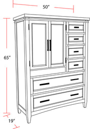 Parker House Americana Modern Bedroom 7 Drawer Door Chest with Workstation
