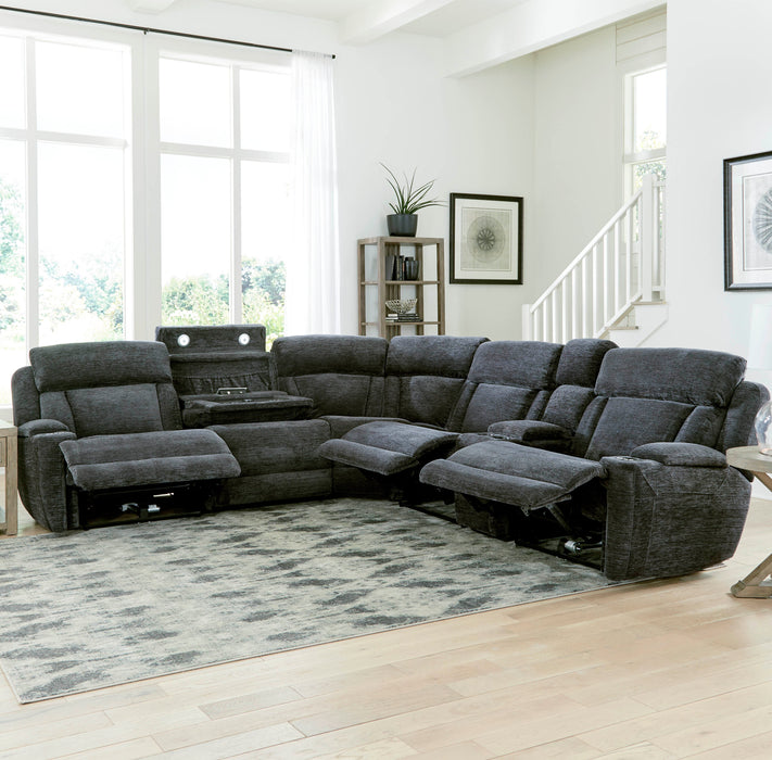 Parker Living Dalton - Lucky Charcoal 6 Piece Modular Power Reclining Sectional with Power Adjustable Headrests