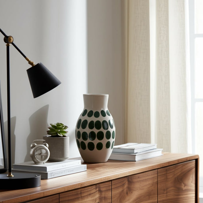 cer-10-h-forest-green-polk-a-dot-flower-vase-wht-10