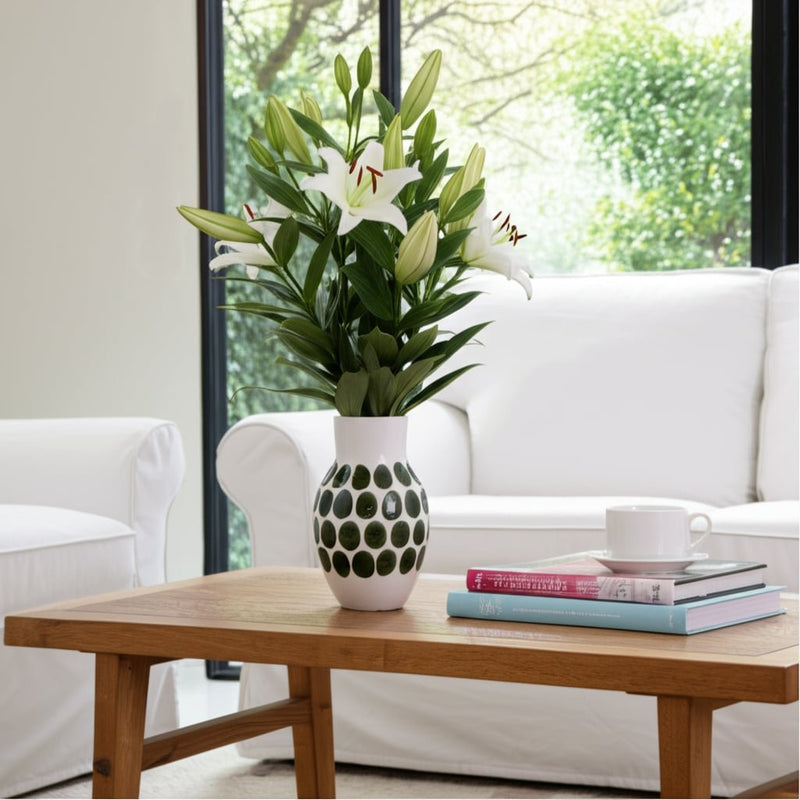 cer-10-h-forest-green-polk-a-dot-flower-vase-wht-11