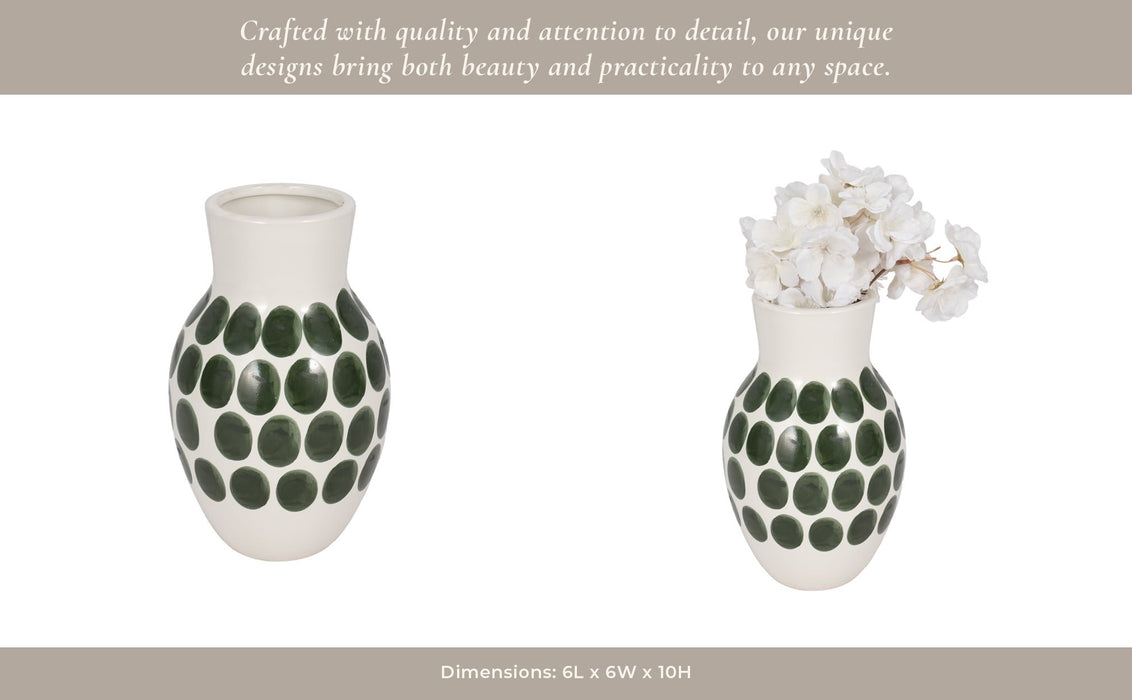 cer-10-h-forest-green-polk-a-dot-flower-vase-wht-13
