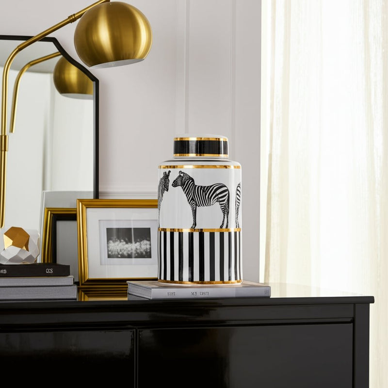 cer-12-h-zebra-jar-w-lid-white-gold-12