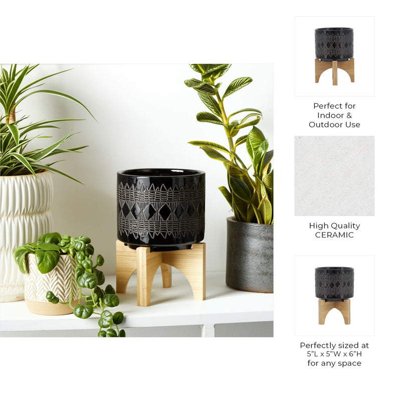 ceramic-5-aztec-planter-on-wooden-stand-black-10