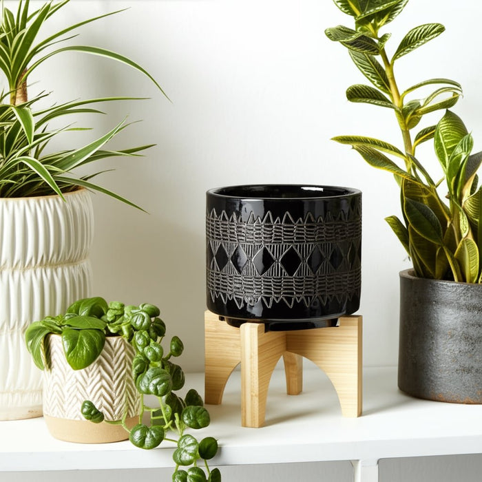 ceramic-5-aztec-planter-on-wooden-stand-black-12