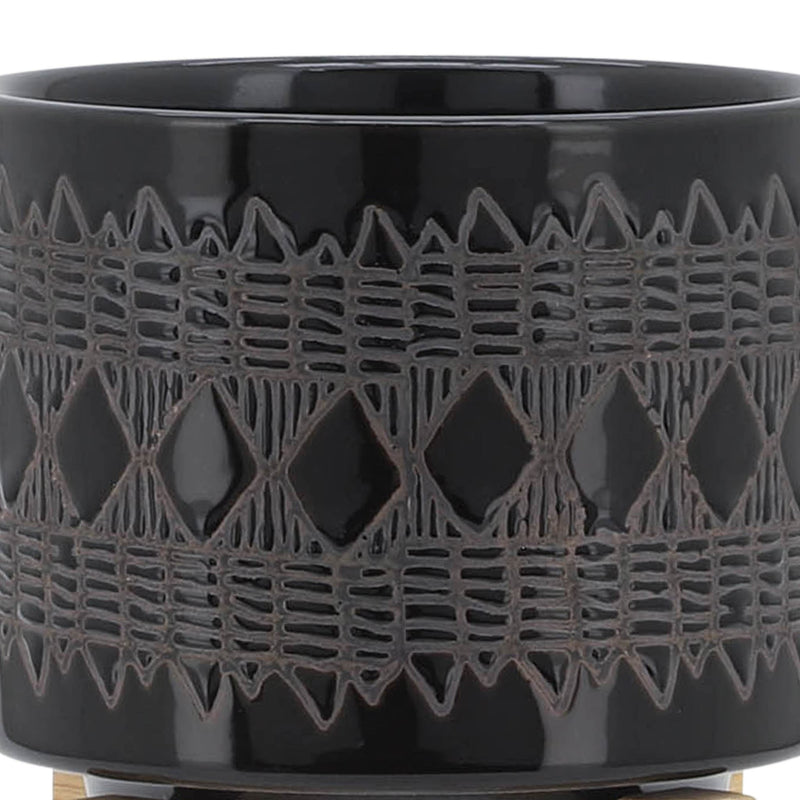 ceramic-5-aztec-planter-on-wooden-stand-black-6