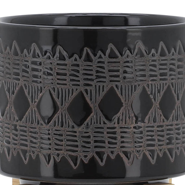 ceramic-5-aztec-planter-on-wooden-stand-black-6