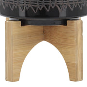 ceramic-5-aztec-planter-on-wooden-stand-black-7