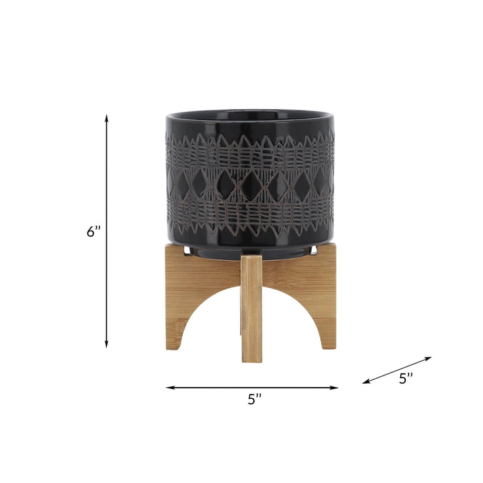 ceramic-5-aztec-planter-on-wooden-stand-black-8
