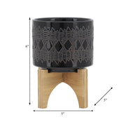 ceramic-5-aztec-planter-on-wooden-stand-black-9