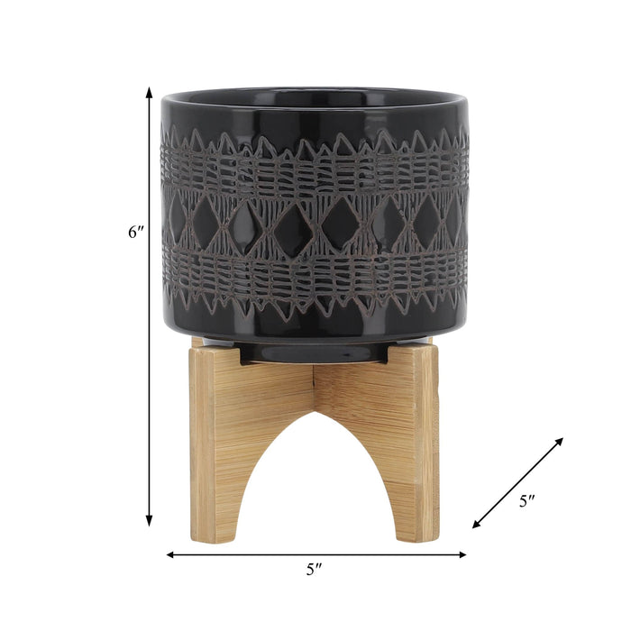 ceramic-5-aztec-planter-on-wooden-stand-black-9