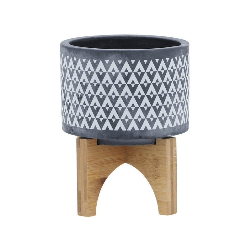 ceramic-5-aztec-planter-on-wooden-stand-gray-1