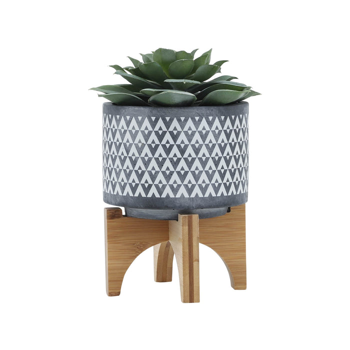 ceramic-5-aztec-planter-on-wooden-stand-gray-3