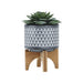 ceramic-5-aztec-planter-on-wooden-stand-gray-3
