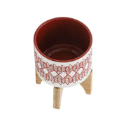 ceramic-5-aztec-planter-on-wooden-stand-orange-4