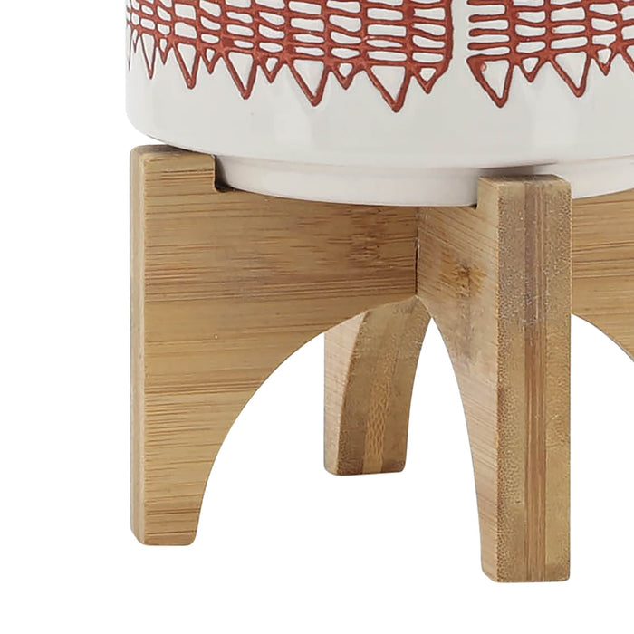 ceramic-5-aztec-planter-on-wooden-stand-orange-7