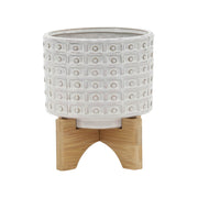 ceramic-5-dotted-planter-w-wood-stand-ivory-1