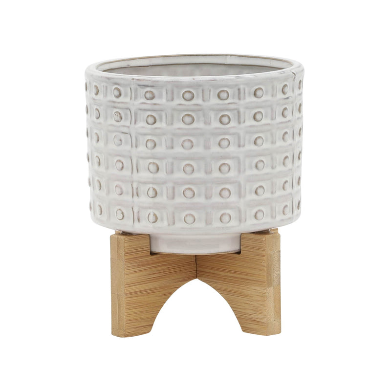 ceramic-5-dotted-planter-w-wood-stand-ivory-1