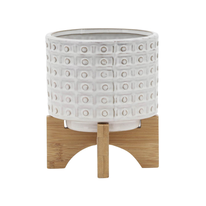ceramic-5-dotted-planter-w-wood-stand-ivory-2