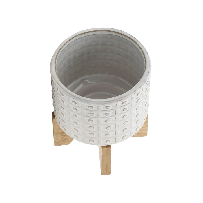 ceramic-5-dotted-planter-w-wood-stand-ivory-4