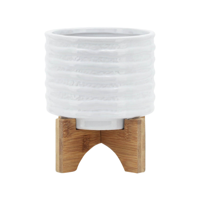 ceramic-6-planter-on-stand-white-stripe-1