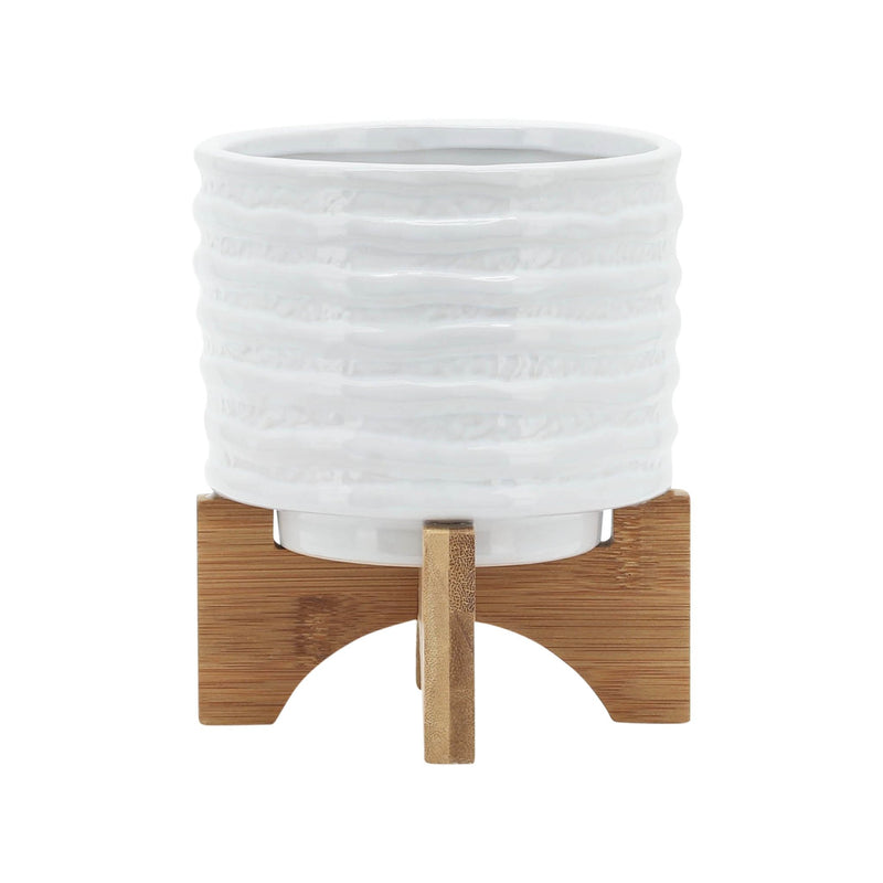 ceramic-6-planter-on-stand-white-stripe-2