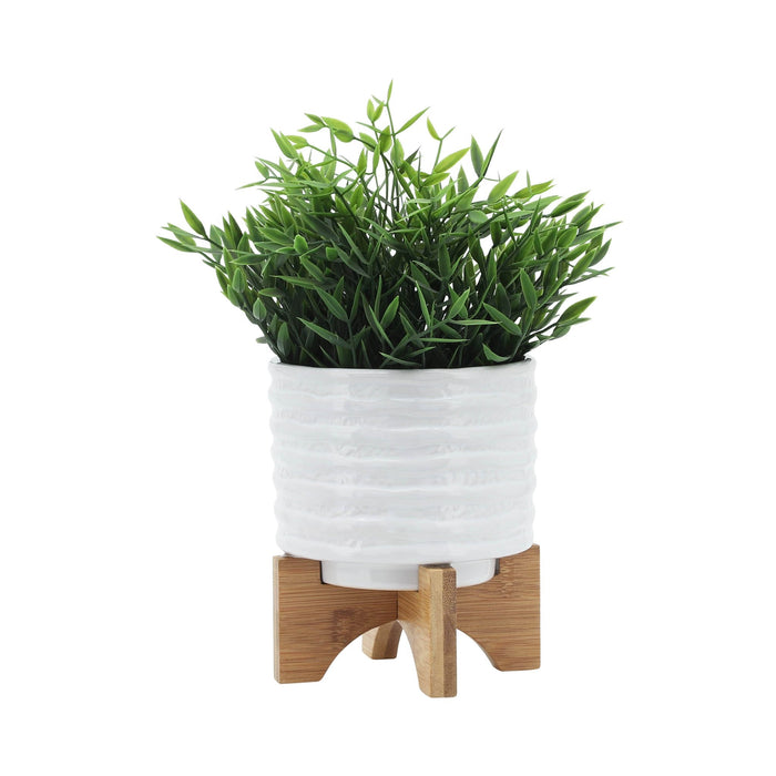 ceramic-6-planter-on-stand-white-stripe-3