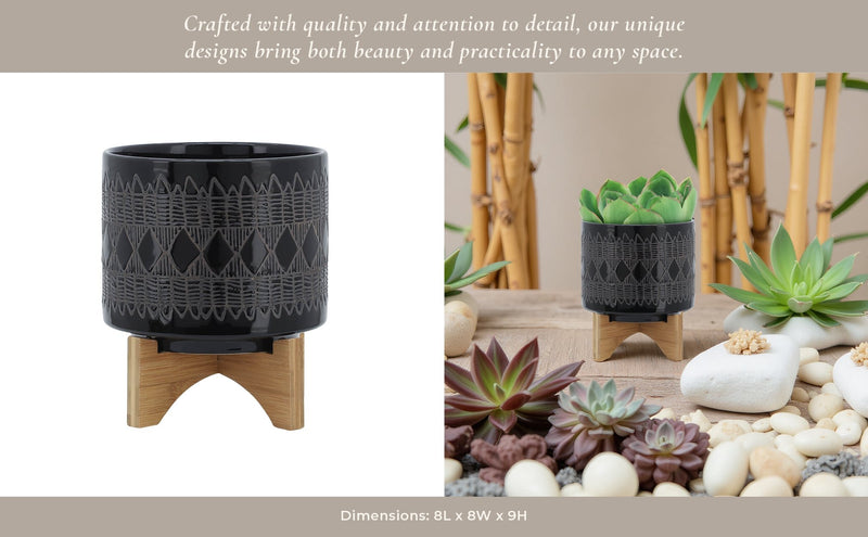 ceramic-8-aztec-planter-on-wooden-stand-black-13